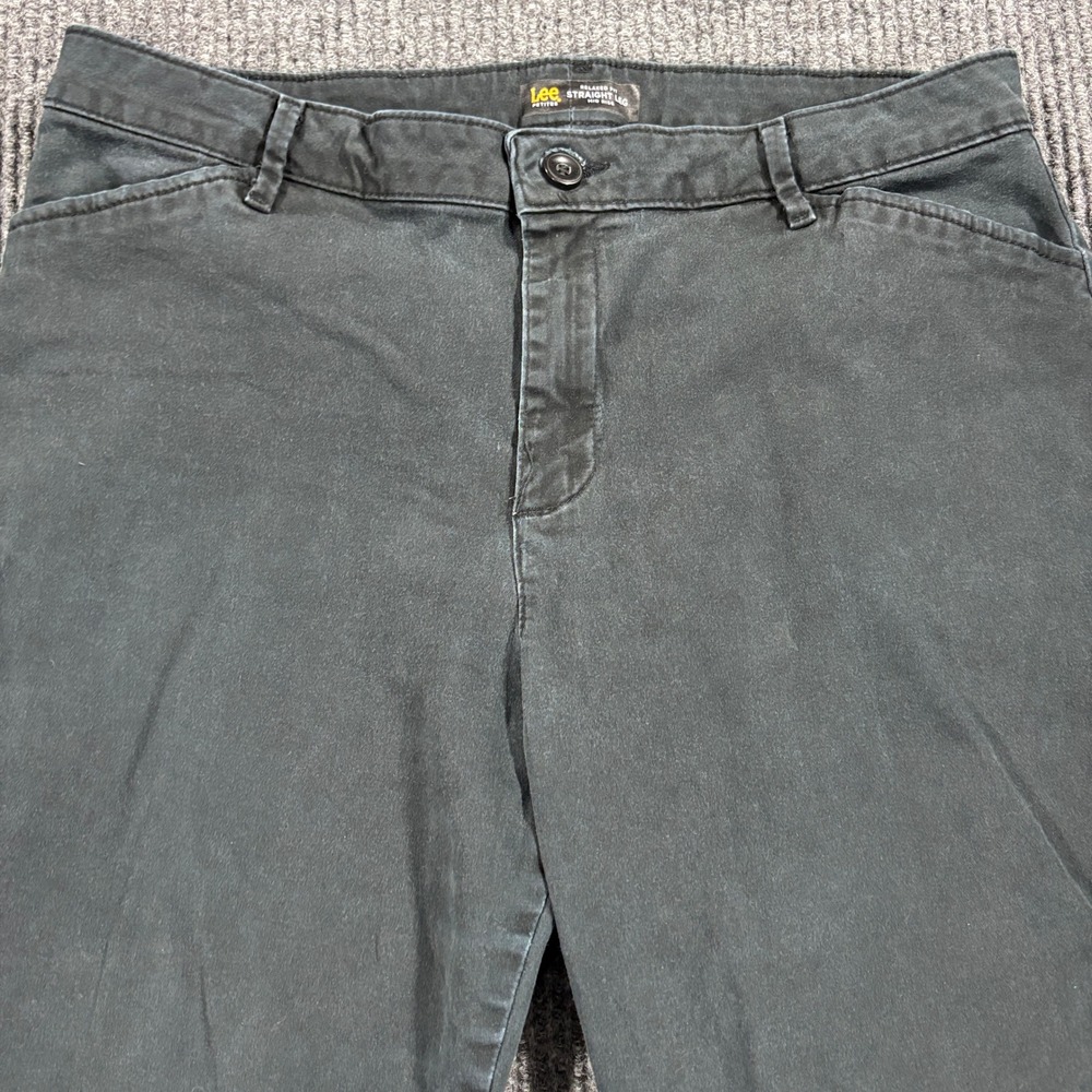 Lee Pants Women 12P Black Relaxed Fit Straight Leg Mid Rise Casual